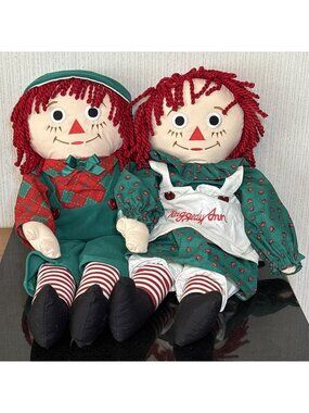 Vtg Raggedy Ann and Andy Christmas Soft Doll Plush Toys 1998 Snowden Friends 24”
